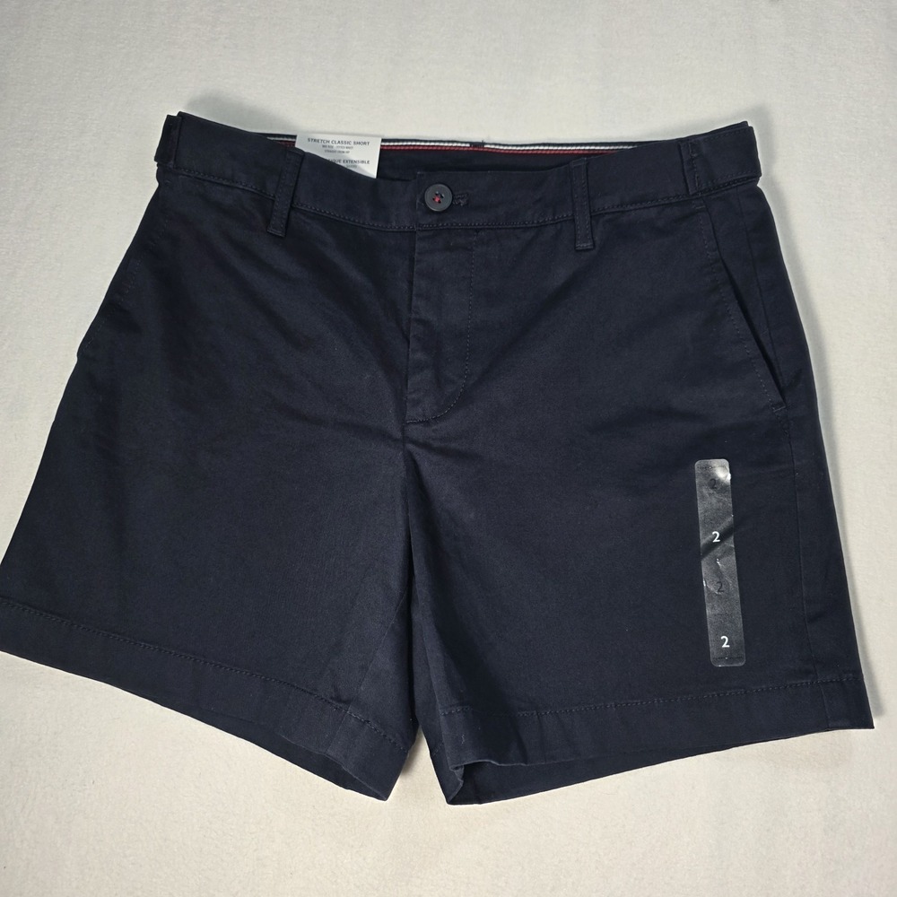 Womens Tommy Hilfiger THFlex 5" Classic Short Navy Blue Size 2 NWT